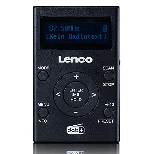 Lenco PDR-011BK Radio tascabile DAB+/FM, lettore MP3, sistema multi-audio 3 in 1, scheda micro SD da 4 GB, tracolla, batteria