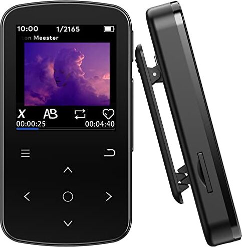 ZOOAOXO 128GB Lettore MP3 con Bluetooth 5.2,  MP3 con Clip per lo Sport, Pedometro, Qualità del Suono HIFI, Registrazione, Radio FM, 29.5 g