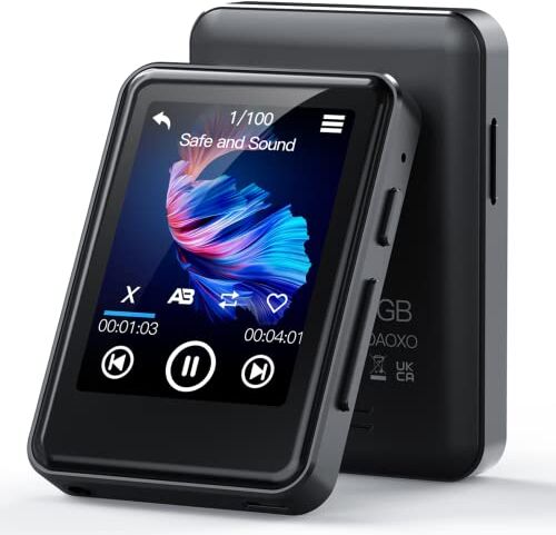 ZOOAOXO 64GB Lettore MP3 con Bluetooth 5.2, con 2.4" Touch Reattivo Screen, Altoparlante Integrato, Qualità del Suono HIFI, E-Book, Sveglia, Radio FM, Registratore Vocale, Inclusi gli Auricolari