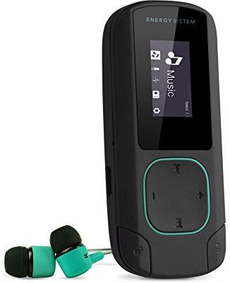 Energy Sistem 426508 MP3 Clip Bluetooth, lettore MP3 con schermo, Bluetooth, 8 GB, clip di fissaggio, radio FM e lettore di schede microSD, Verde Mint