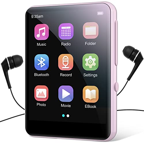 joliker 64GB Lettore Musicale MP3 con Bluetooth 5.0, Altoparlante HD Integrato, Suono HiFi, 2,4" Schermo Tattile, Radio FM, Line-in Registratore, E-book, Espandibile 128 GB TF