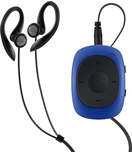 AGPTEK 64GB Lettore MP3 con Clip, Lettore MP3 Sportivo Portatile con Radio FM e Riproduzione Casuale di Musica Mini Lettore Musicale per la Corri con Guscio in Silicone e Cuffie Cablate, Blu