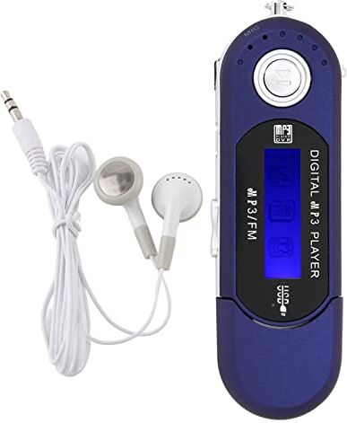 VIFERR Lettore MP3 digitale Schermo LCD Mini USB 2.0 Lettore MP3 Auricolare portatile con radio FM per musica Spegnimento automatico(Blu)