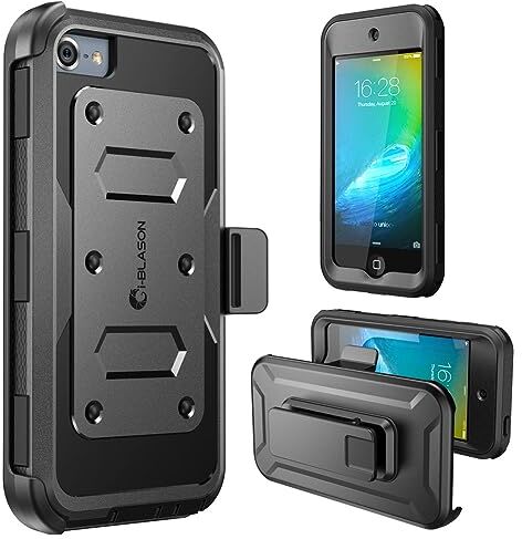 i-Blason Cover iPod Touch 7/6/5, Custodia a 360 gradi Protezione per Display Integrata [Serie Armorbox] Rugged Apple iPod Touch 7 / 6 / 5 Case, Nero