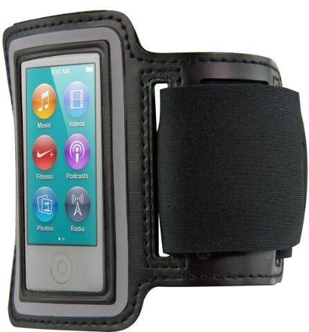 kwmobile Fascia compatibile con Apple iPod Nano 7 Banda Jogging Corsa Sport Fascetta Fitness con Tasca Porta-Chiavi nero