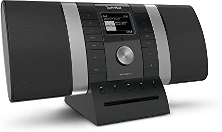 TechniSat MULTYRADIO 4.0 Webradio (Radio WLAN, DAB+, FM, Comando vocale Alexa, Spotify, Bluetooth, Lettore CD, USB, Display a colori, Streaming musicale, 2x Altoparlanti stereo 10 Watt) Nero/Argento