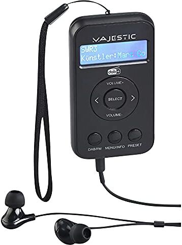 Majestic RT 196 DAB – Radio portatile DAB/DAB+/FM display LCD, batteria ricaricabile, uscita cuffie auricolari inclusi, laccio per il trasporto, nero