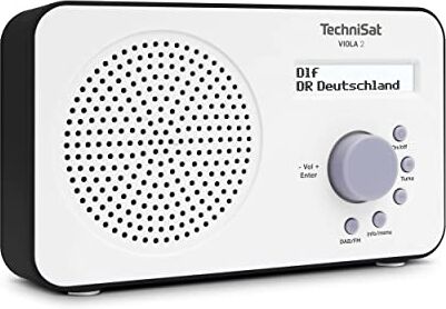 TechniSat VIOLA 2 Radio DAB portatile (DAB+, VHF, Altoparlante, Ingresso per cuffie, Display a 2 righe, Pulsante di controllo, Compatta, 1 Watt RMS), Bianco/Nero