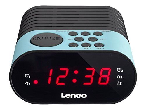 Lenco CR-07 Blue Radiosveglia FM Radiosveglia 2 allarmi Doppio allarme Sleep timer Snooze Display LED Sintonizzatore PLL FM Blu