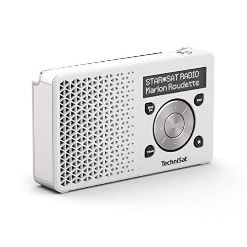 TechniSat DIGITRADIO 1 — radio DAB+ portatile con batteria (DAB, FM, altoparlante, jack per cuffie, memoria preferita, display OLED, piccolo, 1 watt RMS), bianca