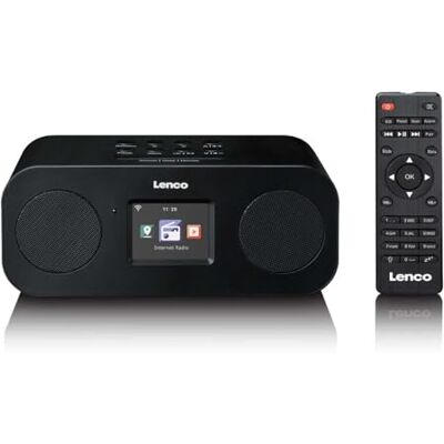 Lenco Radio Internet stereo con DAB+, FM e Bluetooth 5.3, display TFT LCD a colori da 2,4", 2 x 3 W RMS, Wi-Fi, telecomando, sveglia, timer sleep Lenco Radio Internet stereo con DAB+, FM e Bluetooth 5.3, display TFT LCD a colori da 2,4", 2 x 3 W RMS, Wi-Fi, telecomando, sveglia, timer sleep