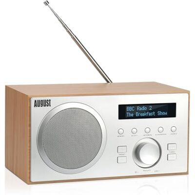 August MB420 Radio DAB/DAB+/FM con Bluetooth, rete, doppia sveglia Radio sveglia digitale, RDS, 60 preset, altoparlante HiFi 5W, timer sleep, snooze, USB/AUX per cucina e casa – Oak August MB420 Radio DAB/DAB+/FM con Bluetooth, rete, doppia sveglia Radio sveglia digitale, RDS, 60 preset, altoparlante HiFi 5W, timer sleep, snooze, USB/AUX per cucina e casa – Oak
