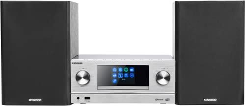 Kenwood , Sistema Micro HiFi Stereo M-9000S, con Ricevitore Radio da Internet, DAB+ o FM, Lettore CD e Presa USB, Connessione a Spotify e Bluetooth, con Funzione Radiosveglia, Silver