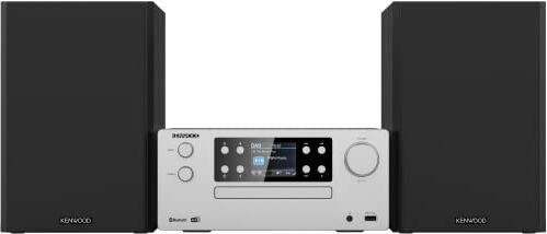 Kenwood , Sistema Micro HiFi Stereo M-925DAB, con Sintonizzatore Radio DAB+, FM, Lettore CD e Presa USB, Display a Colori 2,4", Ingresso AUX per Sorgenti Analogiche e Cuffie, Silver