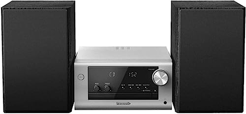 Panasonic SC-PM704EG-S Sistema stereo compatto Micro HiFi con CD, radio DAB+/FM, USB e Bluetooth, 80 W, controllo dei bassi, colore: Argento