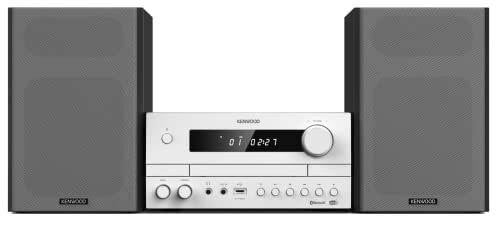 Kenwood , Sistema HiFi Stereo M-822DAB, con Ricevitore Radio DAB+, FM, Lettore CD e Presa USB, Amplificatore Stereo da 50W x 2, Altoparlante Bass Reflex a 2 Vie, Bianco