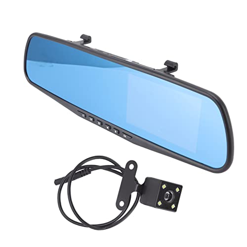 VBESTLIFE Dash Cam per Specchietto Retrovisore, Monitoraggio del Parcheggio a Schermo Intero LCD 1080P Full HD da 4,3 Pollici, Sensore G 170 ° Registratore di Guida per Auto Grandangolare