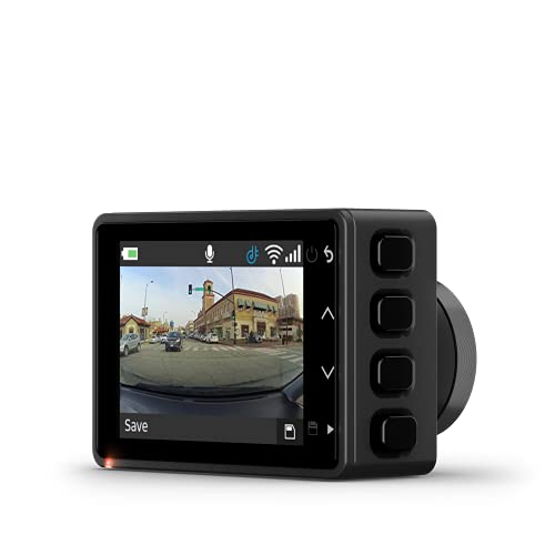 Garmin Dash Cam 47, 1080p angolo 140 gradi, GPS, display LCD, controllo vocale, sorveglia l'auto in sosta, salvataggio in cloud, Nero