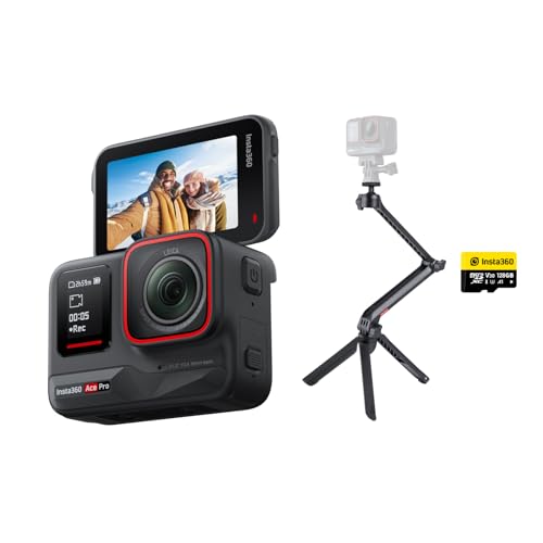 Insta360 Ace Pro Kit Creativo Action cam impermeabile Co-disegnata con Leica, sensore da 1/1.3" e riduzione del rumore per una qualità d'immagine imbattibile, 4K120fps, schermo orientabile da 2,4