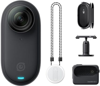 Insta360 GO 3 (128GB) Action Cam per content creator con schermo touchscreen orientabile, piccola e leggera, POV a mani libere, stabilizzazione, anteprima da remoto, impermeabilità IPX8