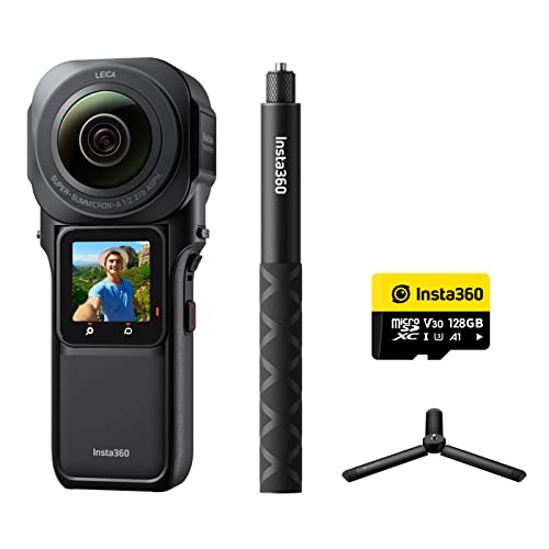 Insta360 ONE RS 1-Inch 360 Edition Kit Treppiede Videocamera 6K 360 con due sensori da 1 pollice, co-ingegnerizzata con Leica. Foto 21MP, stabilizzazione FlowState, superba anche con poca luce