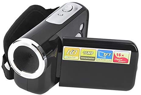 Mxtech Videocamera Digitale HD 16X, videocamera Digitale Sceen LCD TFT, Fotografia di Piccole Dimensioni per Ciclismo da Corsa(Black)