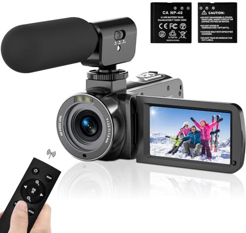 Csspew Videocamera 4K con visione notturna IR, schermo tattile IPS da 3,0" 56MP 18X Zoom digitale Videocamera da vlogging per YouTube con telecomando