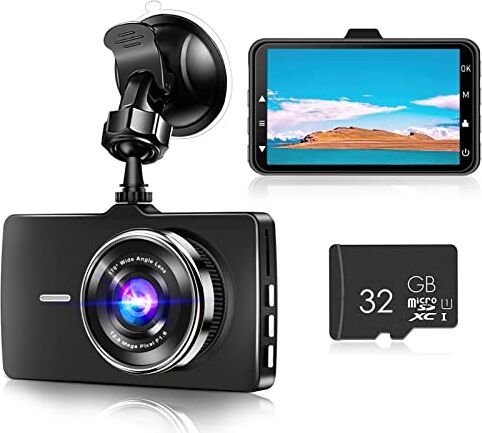 Jpnew 4K Dash Cam WiFi Full HD WDR Telecamera per Auto con 32GB Scheda SD 170°Grandangolare Dashcam G-sensor Registrazione in Loop Monitor di Parcheggio