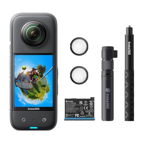 Insta360 X3 Creator Kit Action Cam 360 impermeabile con sensore da 1/2", foto 360 da 72MP, video 360 5.7K, stabilizzazione, touch screen 2,29", vibrazione, editing IA, live streaming