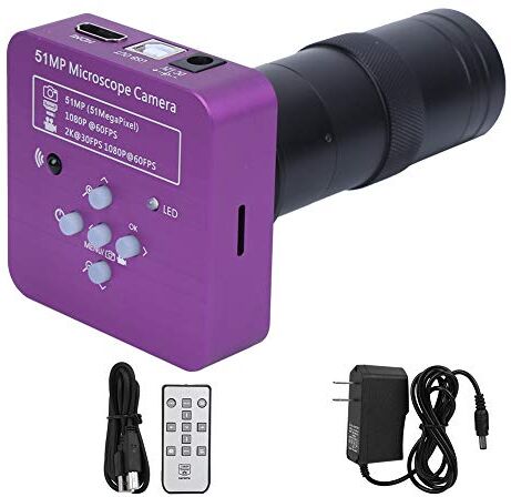 Fdit Fotocamera per microscopio Industriale Full HD 51MP 2K 1080P HDMI USB, Obiettivo con Attacco C Zoom 8X-130X 5100 CMOS Pixel Videocamera Digitale Elettronica con Telecomando