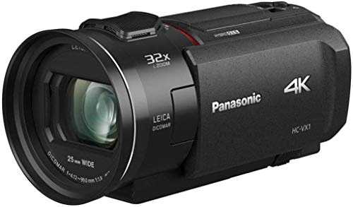 Panasonic HC-VX1EG-K Videocamera Compatta Ultra HD 4K, Grandangolo 25 mm, Zoom ottico 24x, 4K Cropping, Wi-Fi, Nero