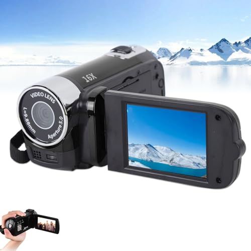 Rosvola Videocamera, Videocamera 4K, Videocamera Vlog 1080p, Videocamera Digitale Portatile con Zoom Digitale 16x con Schermo LCD da 2,7 Pollici con Rotazione di 270 Gradi, Spazio di