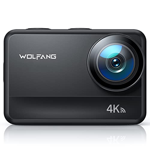 WOLFANG Action Cam GA400 4K 60FPS 8M Corpo Impermeabile Touchscreen 40M Subacquea Sport Webcam WiFi Videocamera EIS Shakeproof Helmet Camera con Telecomando 2.4G Batterie 2x1350mAh e Accessori