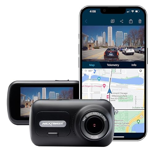 NextBase 322GW Dash Cam Full HD 1080p / 30fps DVR Cam Moduli di registrazione anteriore e posteriore Angolo di visione ampio 140 ° Wi-Fi e Bluetooth GPS Emergenza SOS