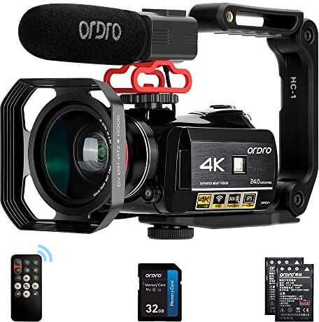 ORDRO AC3 4K Videocamera Vlogging Camera per YouTube HD Video Camera 1080P 60fps IR Night Vision Wi-Fi Camera Registratore Digitale Videocamera con Microphone Wide Angle Lens Portatile Stabiliser