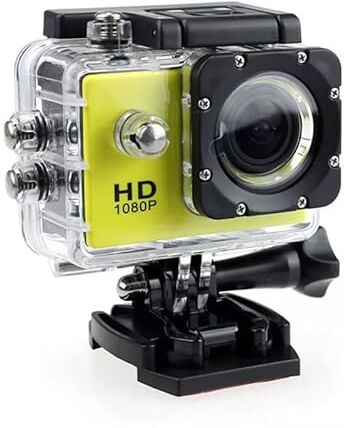 ZHUTA Action Camera 1080P HD 2.0 pollici, fotocamera subacquea, fotocamera sportiva impermeabile da 3 MP, kit di accessori, per nuoto, immersioni, bici, moto, ecc. (giallo)