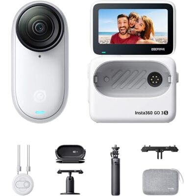 Insta360 GO 3S Pack Viaggio (128GB) Cam 4K per vlogging, POV a mani libere, montaggio magnetico, stabilizzazione, 140 minuti di autonomia, impermeabilità fino a 10 m, editing IA Insta360 GO 3S Pack Viaggio (128GB) Cam 4K per vlogging, POV a mani libere, montaggio magnetico, stabilizzazione, 140 minuti di autonomia, impermeabilità fino a 10 m, editing IA