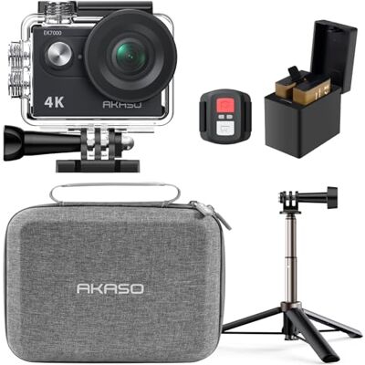 AKASO EK7000 Action Cam con 60cm Treppiede e Custodia Protettiva, 4K30FPS Fotocamera Subacquea 20MP WiFi stabilizzazione EIS 170° grandangolo Ultra HD con zoom 4X e batterie 2x1050mAh AKASO EK7000 Action Cam con 60cm Treppiede e Custodia Protettiva, 4K30FPS Fotocamera Subacquea 20MP WiFi stabilizzazione EIS 170° grandangolo Ultra HD con zoom 4X e batterie 2x1050mAh