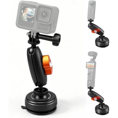 K&F CONCEPT Supporto a ventosa con testa sferica per GoPro e Osmo Action Ventosa a vuoto + testa sferica 360° + Magic Arm, supporta 3 kg, installazione rapida, ampia compatibilità K&F CONCEPT Supporto a ventosa con testa sferica per GoPro e Osmo Action Ventosa a vuoto + testa sferica 360° + Magic Arm, supporta 3 kg, installazione rapida, ampia compatibilità