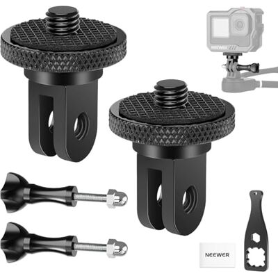 NEEWER Adattatore Treppiede per Action Cam con Vite 1/4", Alluminio, GP-81 Compatibili con Insta360 Luna Ultra, X5, AcePro, GoPro Hero 13, DJI Osmo 360, Action 6, 5 Pro, Pocket 3, 4, 4P, Xtra Muse NEEWER Adattatore Treppiede per Action Cam con Vite 1/4", Alluminio, GP-81 Compatibili con Insta360 Luna Ultra, X5, AcePro, GoPro Hero 13, DJI Osmo 360, Action 6, 5 Pro, Pocket 3, 4, 4P, Xtra Muse