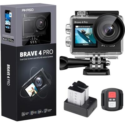 AKASO Brave 4 Pro Action Cam 4K con Doppio Schermo Fotocamera Subacquea 40M AKASO Brave 4 Pro Action Cam 4K con Doppio Schermo Fotocamera Subacquea 40M
