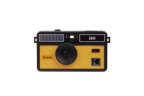 Kodak i60 Pellicola fotografica riutilizzabile da 35 mm, stile retrò, senza messa a fuoco, flash integrato, stampa e flash pop-up (giallo)