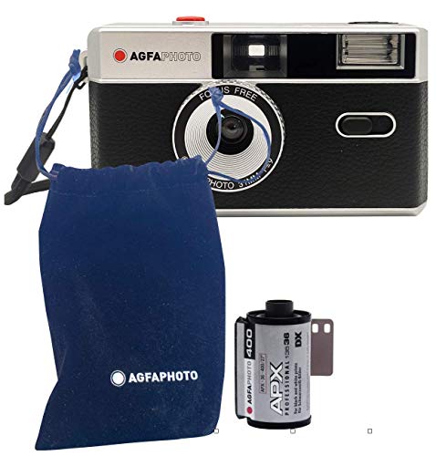 AgfaPhoto Fotocamera analogica da 35 mm, set con pellicola negativa in bianco e nero + batteria