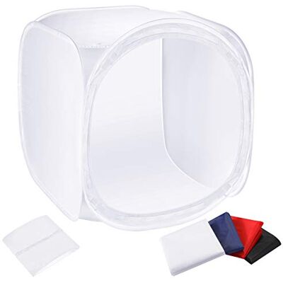 NEEWER Cubo Diffusore di Luce per Fotografia Studio, 60x60cm / 24x24" Kit Softbox con Fondali in 4 Colori (Rosso, Blu Scuro, Nero, Bianco) per Fotografia NEEWER Cubo Diffusore di Luce per Fotografia Studio, 60x60cm / 24x24" Kit Softbox con Fondali in 4 Colori (Rosso, Blu Scuro, Nero, Bianco) per Fotografia