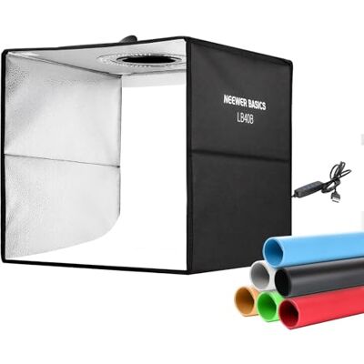 NEEWER Basics Photo Studio Light Box, 16"x16"x15" bicolore pieghevole Photo Booth Shooting Tenda con 6 sfondi colorati, 120 LED CRI95+ dimmerabile tavolo Gioielli Elettronica Cibo Fotografia, LB40B NEEWER Basics Photo Studio Light Box, 16"x16"x15" bicolore pieghevole Photo Booth Shooting Tenda con 6 sfondi colorati, 120 LED CRI95+ dimmerabile tavolo Gioielli Elettronica Cibo Fotografia, LB40B