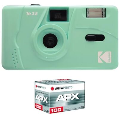Kodak Fotocamera ricaricabile M35-35 mm, colore verde + pellicola senza iso ISO, cattura i tuoi momenti con eleganza e creatività, l'essenza di ricordi indimenticabili Kodak Fotocamera ricaricabile M35-35 mm, colore verde + pellicola senza iso ISO, cattura i tuoi momenti con eleganza e creatività, l'essenza di ricordi indimenticabili