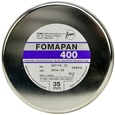 Foma pan 400 ISO Black & White negative film, 35 mm x 30,5 m. Foma pan 400 ISO Black & White negative film, 35 mm x 30,5 m.