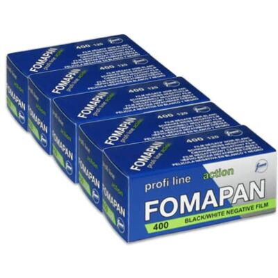 Foma pan Action Confezione da 5 pellicole fotografiche 400 ISO, nero/bianco Foma pan Action Confezione da 5 pellicole fotografiche 400 ISO, nero/bianco