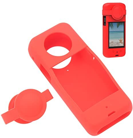 VBESTLIFE Custodia in Silicone per Insta360 X3, Custodia Protettiva per Obiettivo per Fotocamera in Silicone Universale X3, Kit Copriobiettivo per Custodia Protettiva per Fotocamera (Rosso)