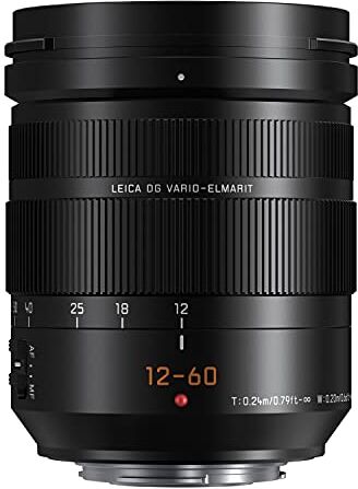 Panasonic LUMIX G LEICA DG VARIO-ELMARIT LENTE PROFESSIONALE, 12-60MM, F2.8-4.0 ASPH., MICRO QUATTRO TERZI SENZA SPECCHIO, POWER O.I.S., H-ES12060 (USA BLACK)